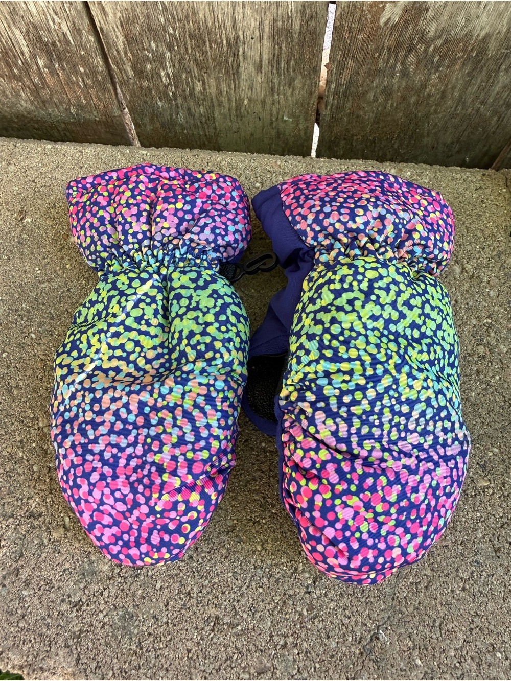 3M Thinsulate Kids Navy Mittens Pink Green Dot Print